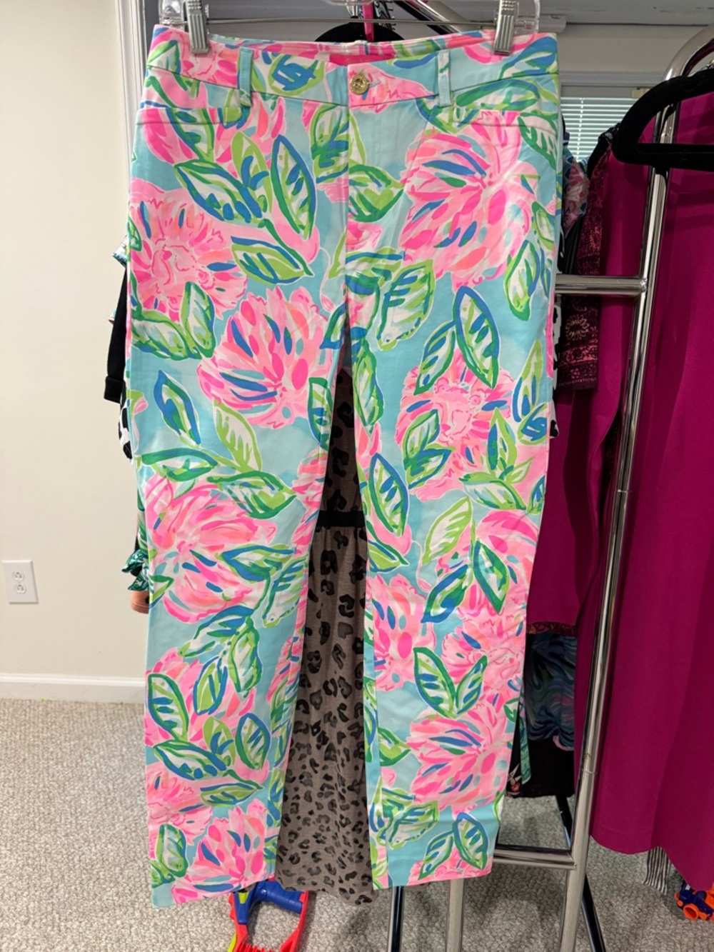 Lilly Pulitzer Pink, Aqua & Green Tropical Print Pants